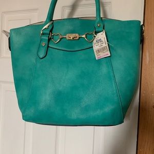 Teal color tote bag